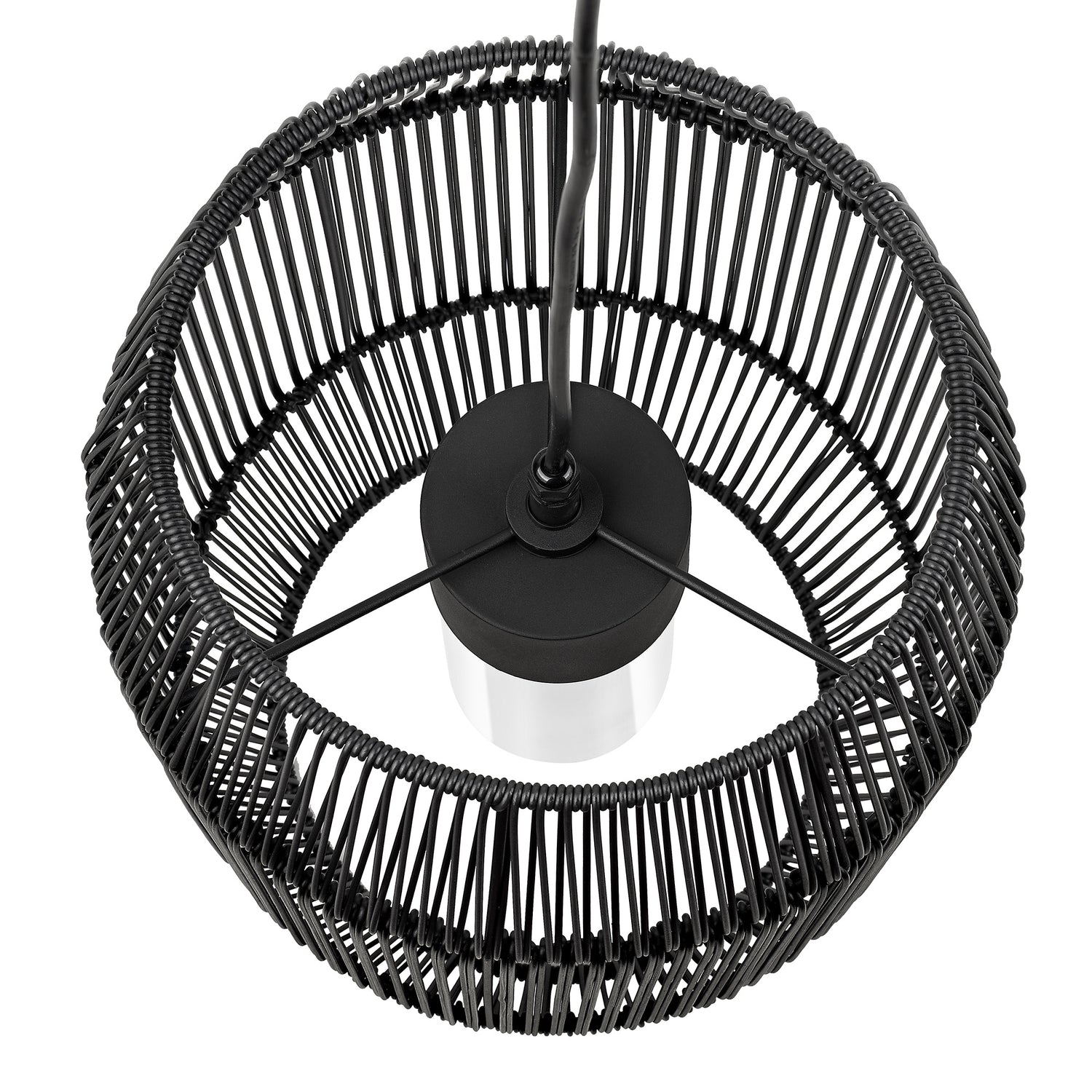 Seabrooke 1 Light Pendant - Outdoor in Natural Black with Black Composite Wicker Shade