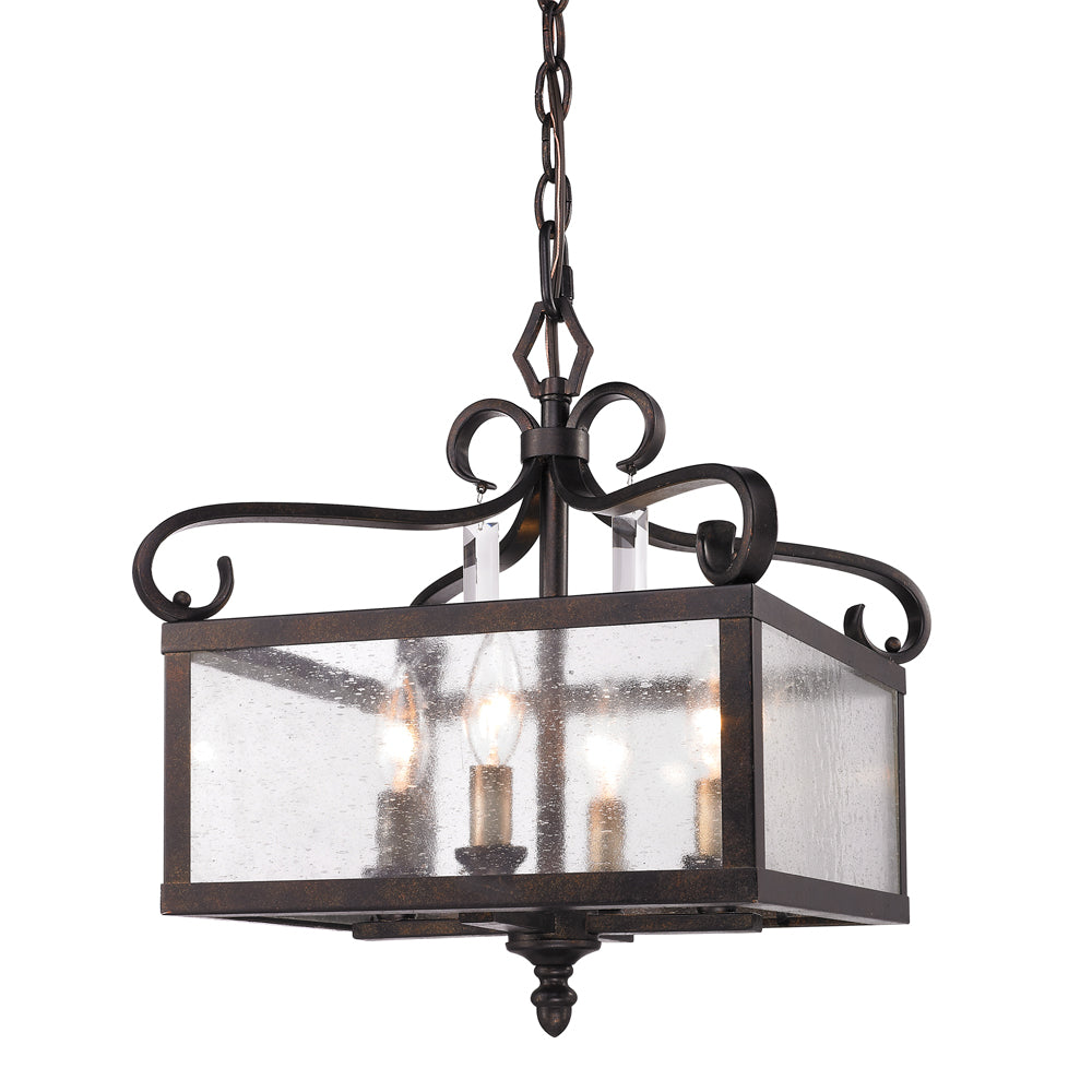 Valencia Semi-Flush (Convertible) in Fired Bronze with Seeded Glass