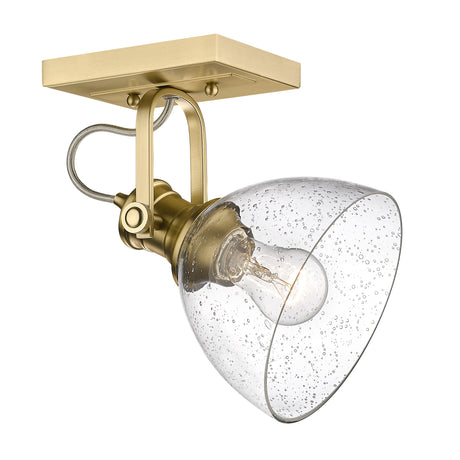 Hines BCB Semi-Flush in Brushed Champagne Bronze with Seeded Glass Shade