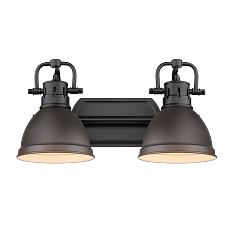 Duncan 2 Light Bath Vanity in Matte Black with Rubbed Bronze Shades
