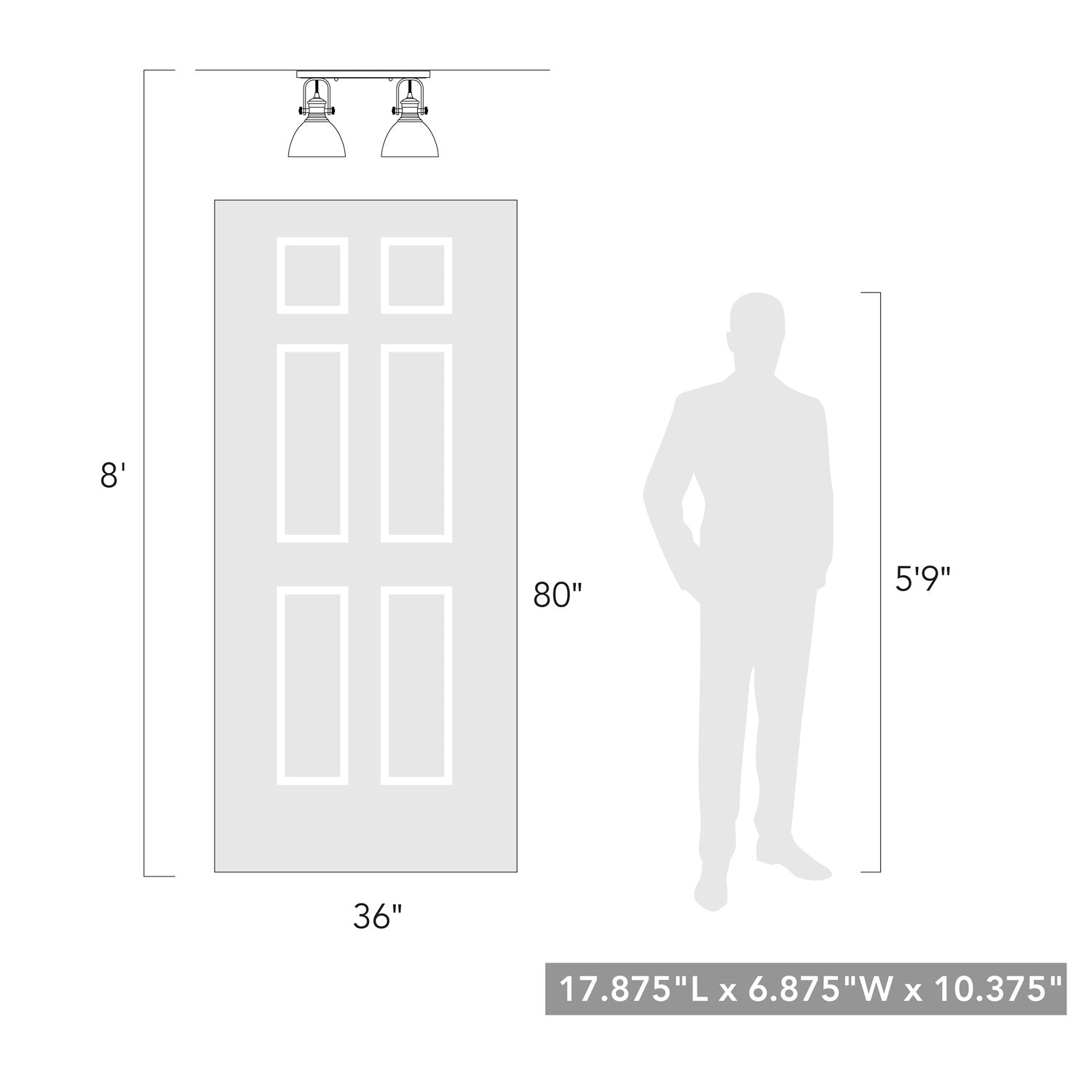 Hines 2-Light Semi-Flush in Matte Black with Seeded Glass