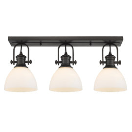 Hines 3-Light Bath Vanity in Rubbed Bronze with Opal Glass