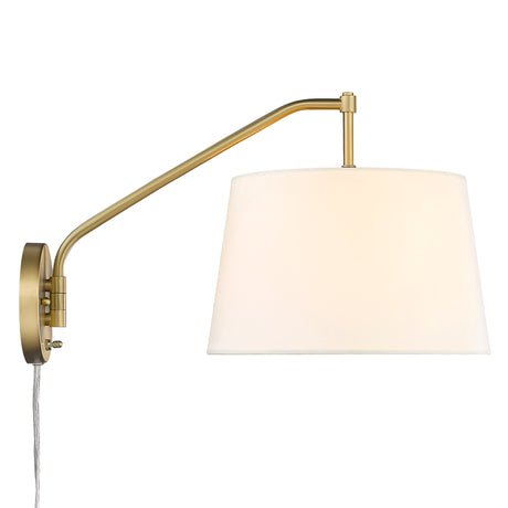 Ryleigh Articulating Wall Sconce in Brushed Champagne Bronze with Modern White Shade