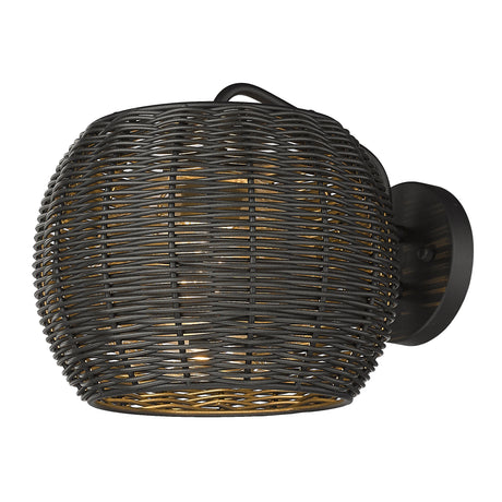 Vail 1 Light Wall Sconce - Outdoor in Natural Black with Black Rattan Wicker Shade