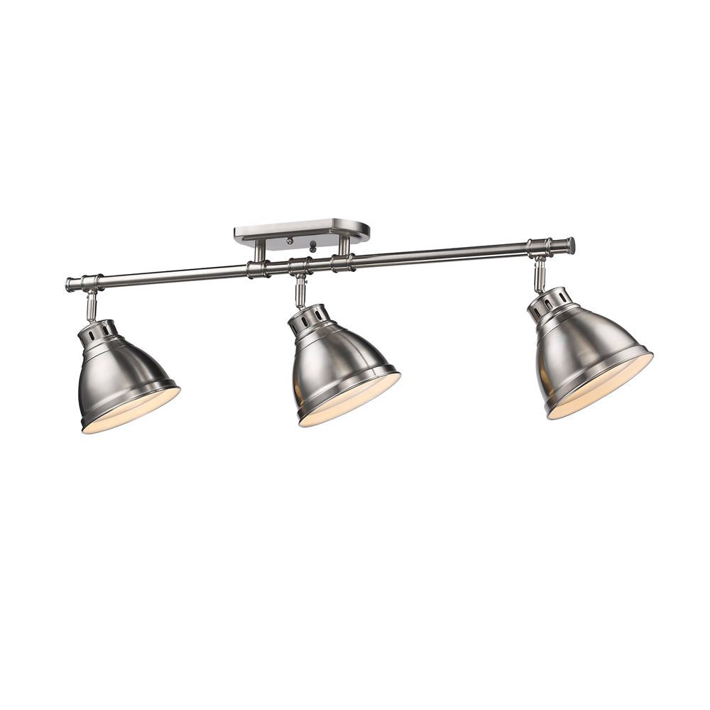 Duncan 3 Light Semi-Flush - Track Light in Pewter with Pewter Shades