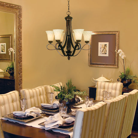 Torbellino 6 Light Chandelier in Cordoban Bronze with Remolino Glass