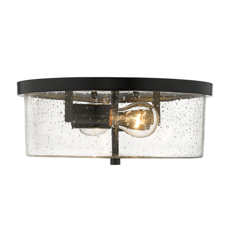 Rayne Flush Mount in Matte Black with Seeded Glass
