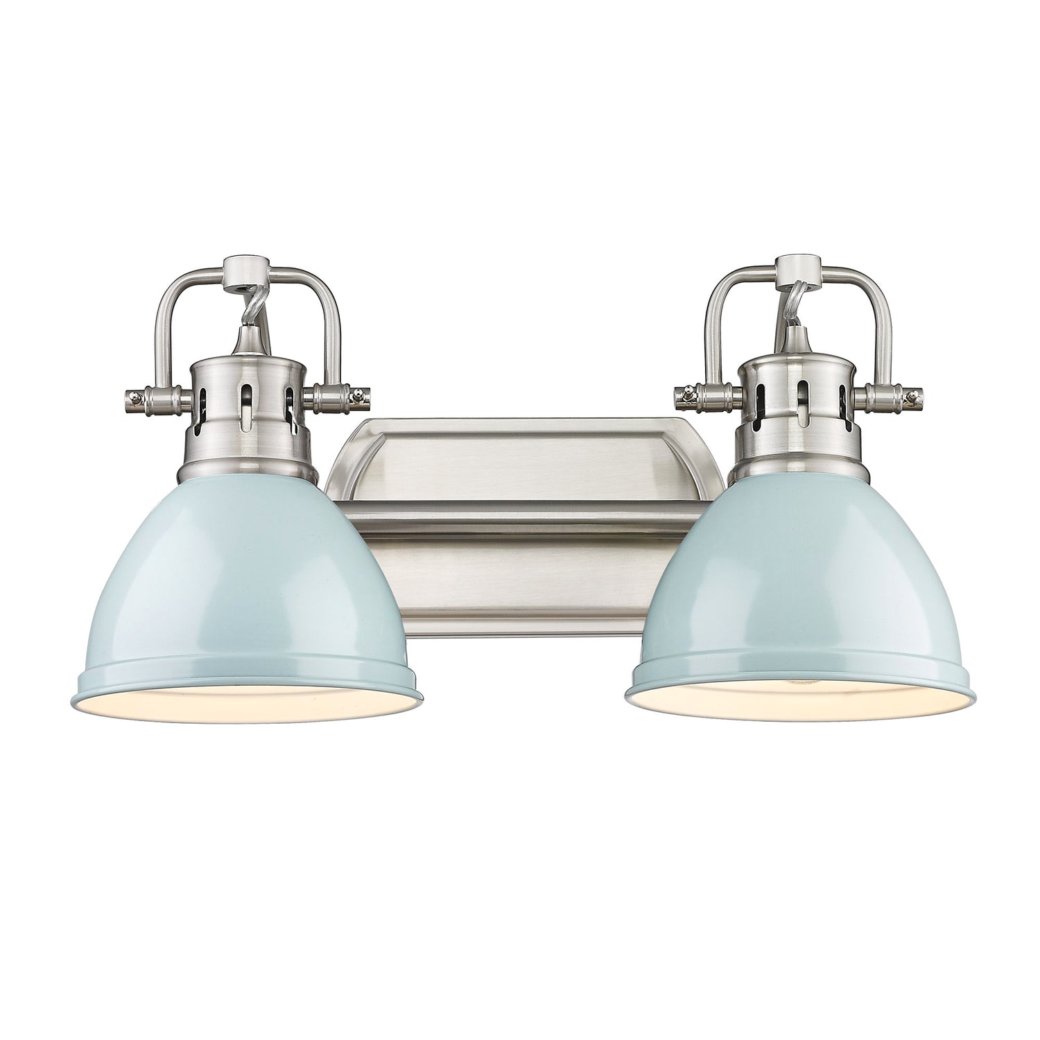 Duncan 2 Light Bath Vanity in Pewter with Seafoam Shades