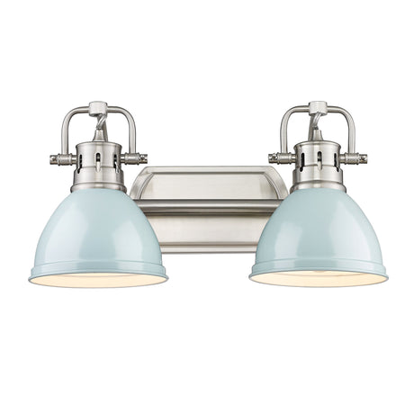 Duncan 2 Light Bath Vanity in Pewter with Seafoam Shades