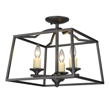 Athena NB 3 Light Semi-Flush in Natural Black