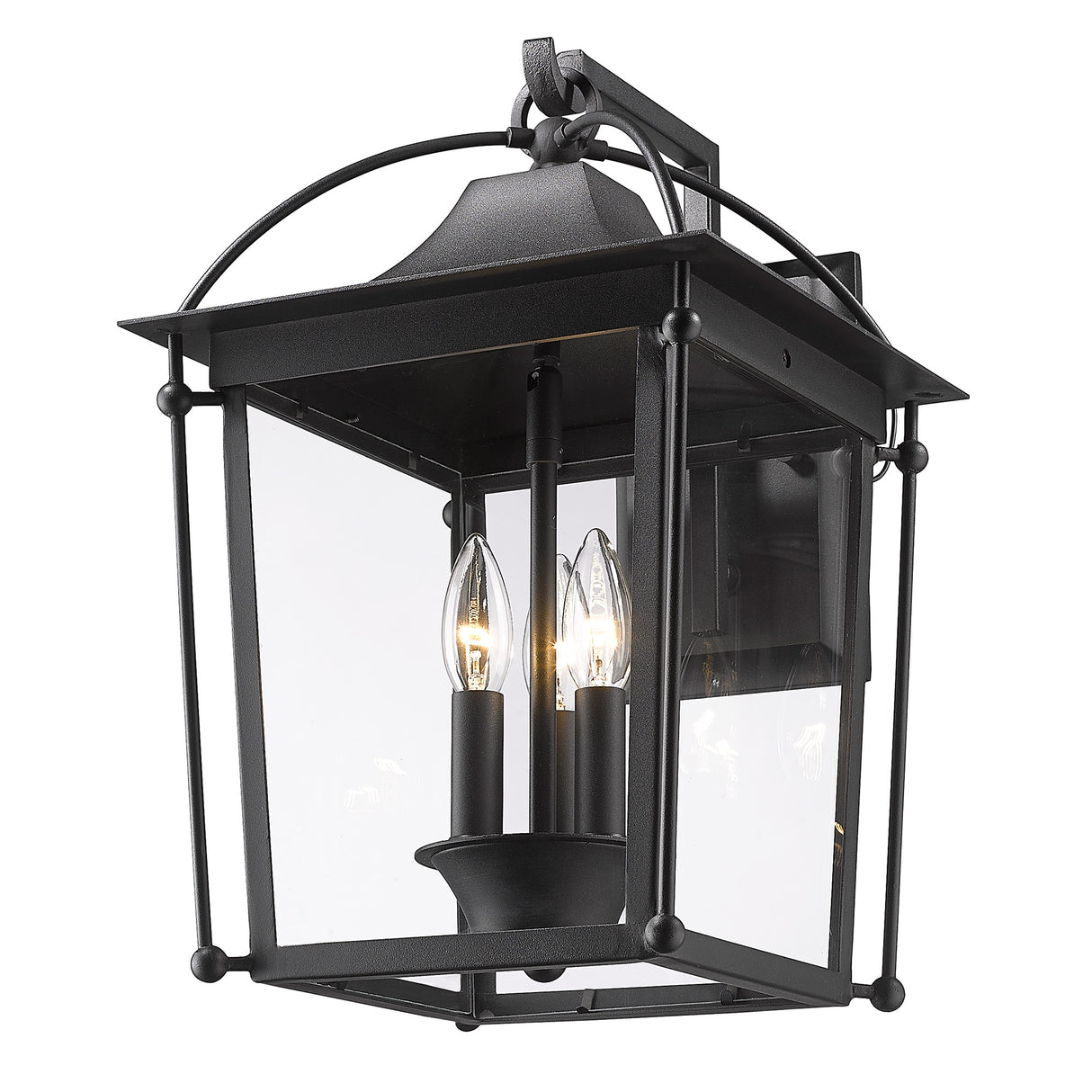 Brigham Outdoor Large Wall Sconce in Natural Black with Clear Glass Shade
