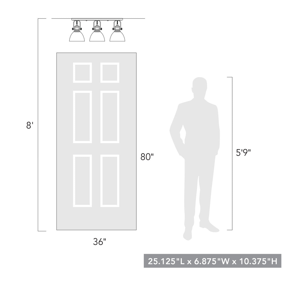 Hines 3-Light Semi-Flush in Rubbed Bronze with Seeded Glass