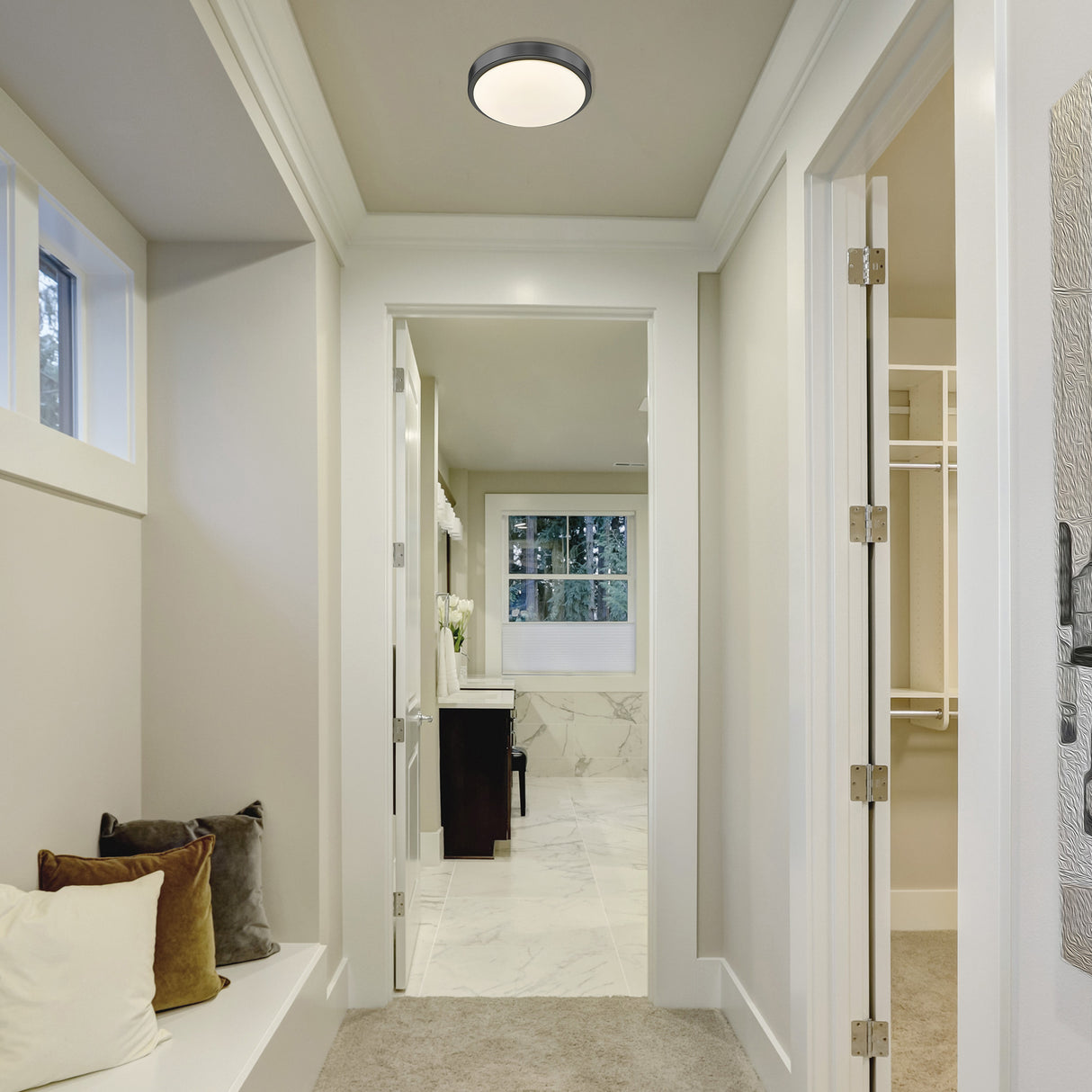 Gabi 10" Flush Mount in Matte Black with Opal Glass