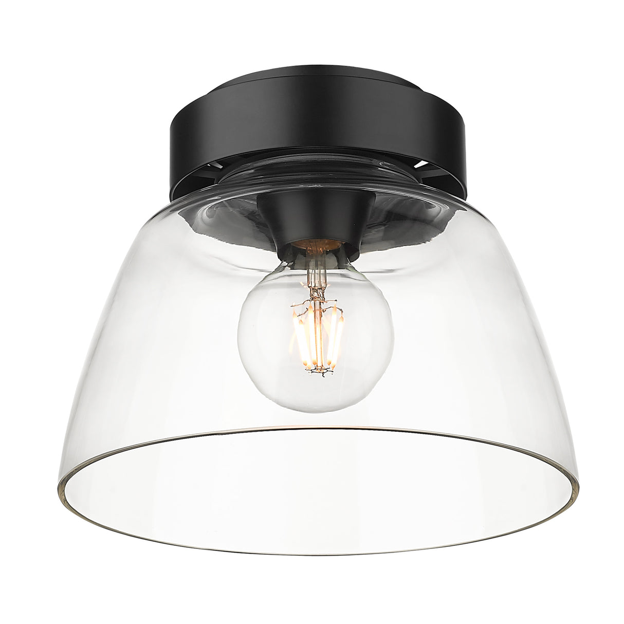 Remy Flush Mount - 10" in Matte Black with Clear Glass Shade