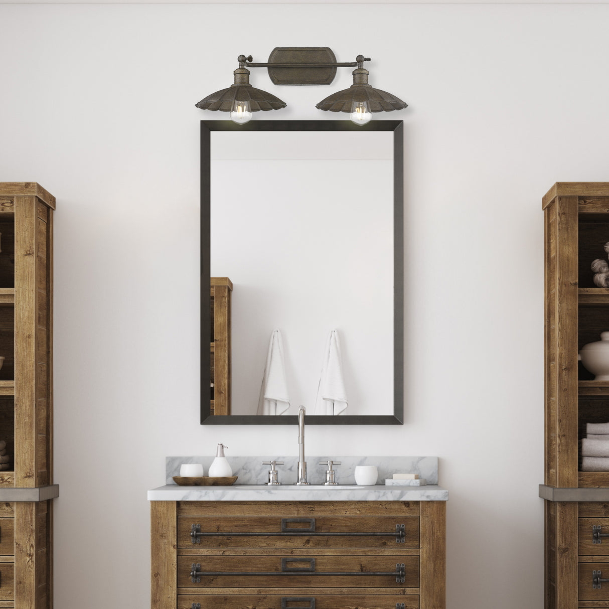 Clemence 2 Light Bath Vanity in Dark Rust