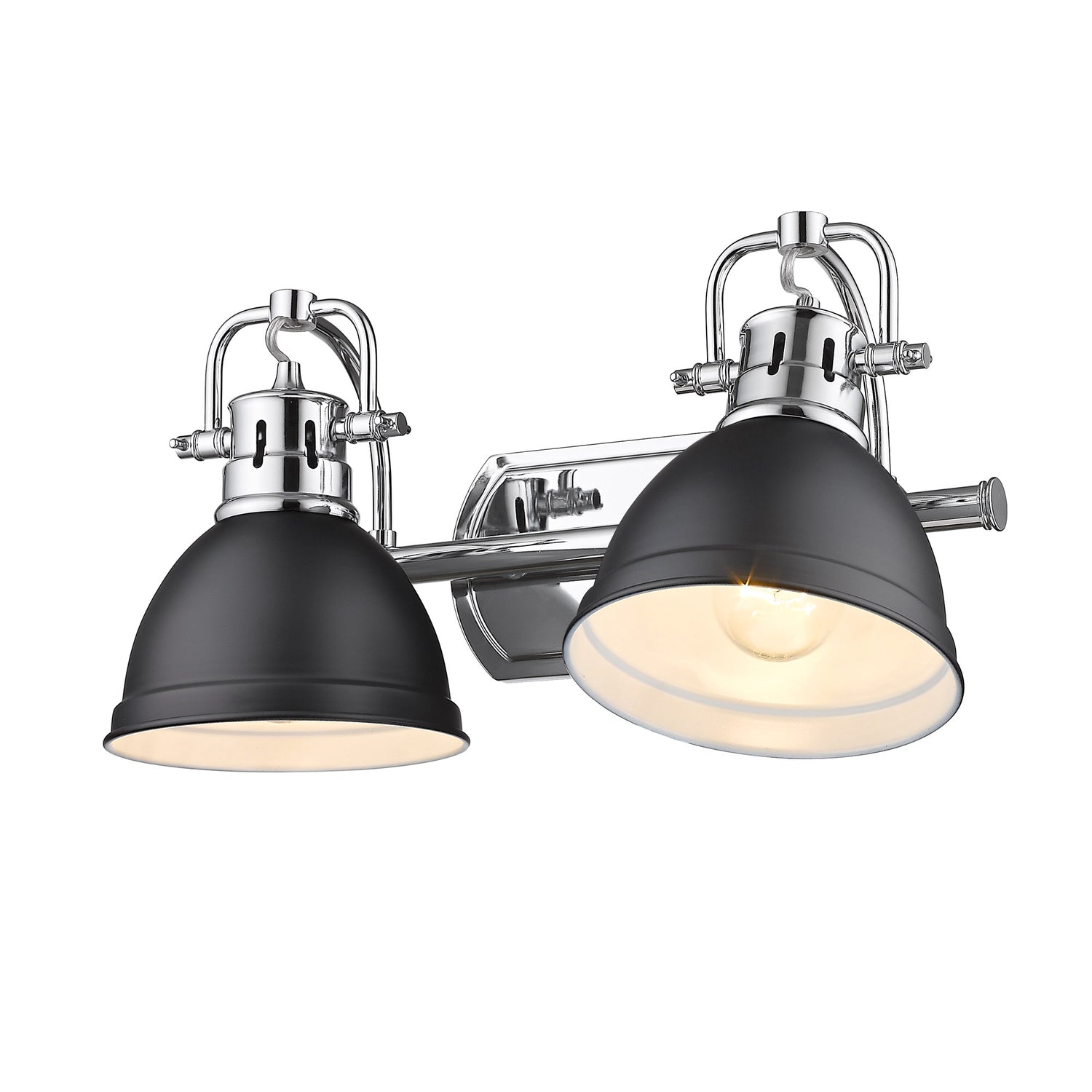 Duncan 2 Light Bath Vanity in Chrome with Matte Black Shades