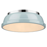 Duncan 14" Flush Mount in Chrome with a Seafoam Shade