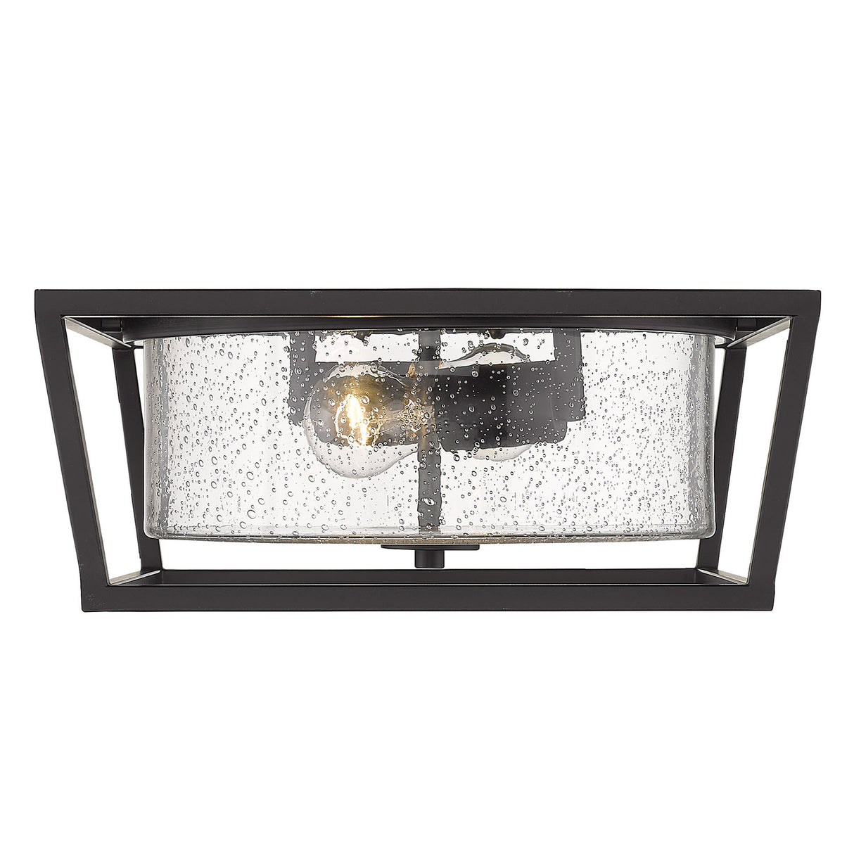 Mercer Flush Mount in Matte Black with Matte Black accents and Seeded Glass