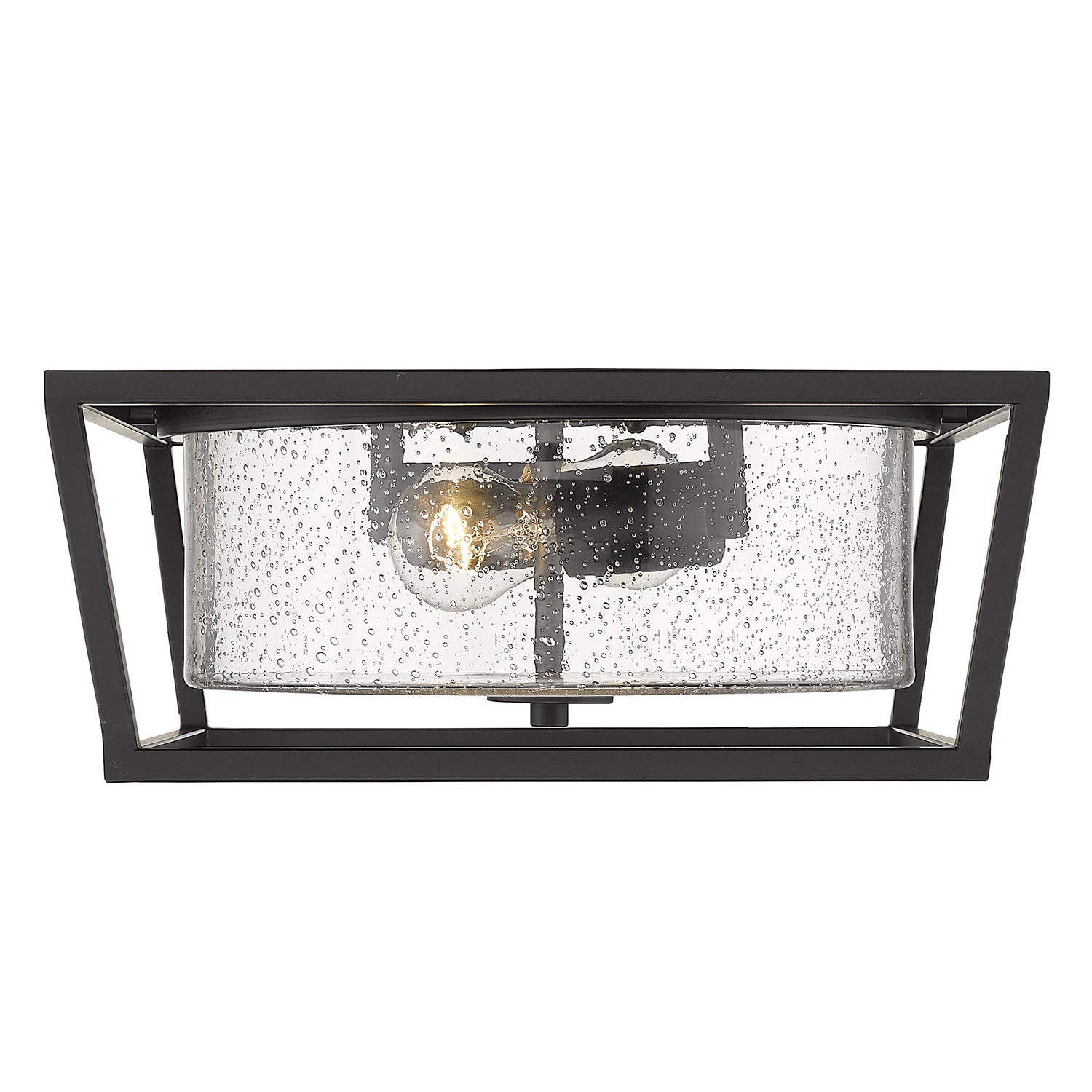 Mercer Flush Mount in Matte Black with Matte Black accents and Seeded Glass
