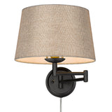 Eleanor Articulating Wall Sconce in Matte Black with Natural Sisal Shade
