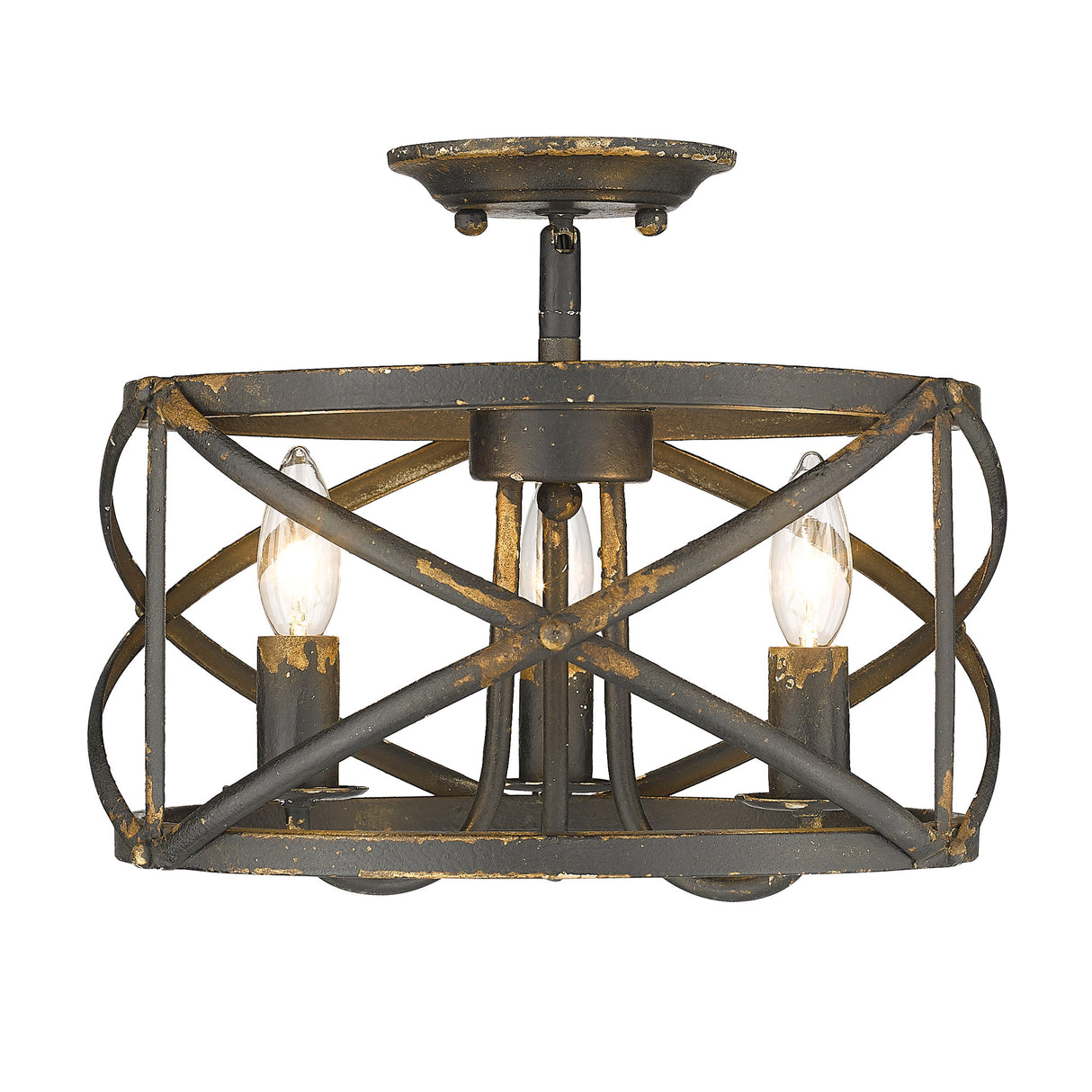 Alcott Semi-Flush in Antique Black Iron