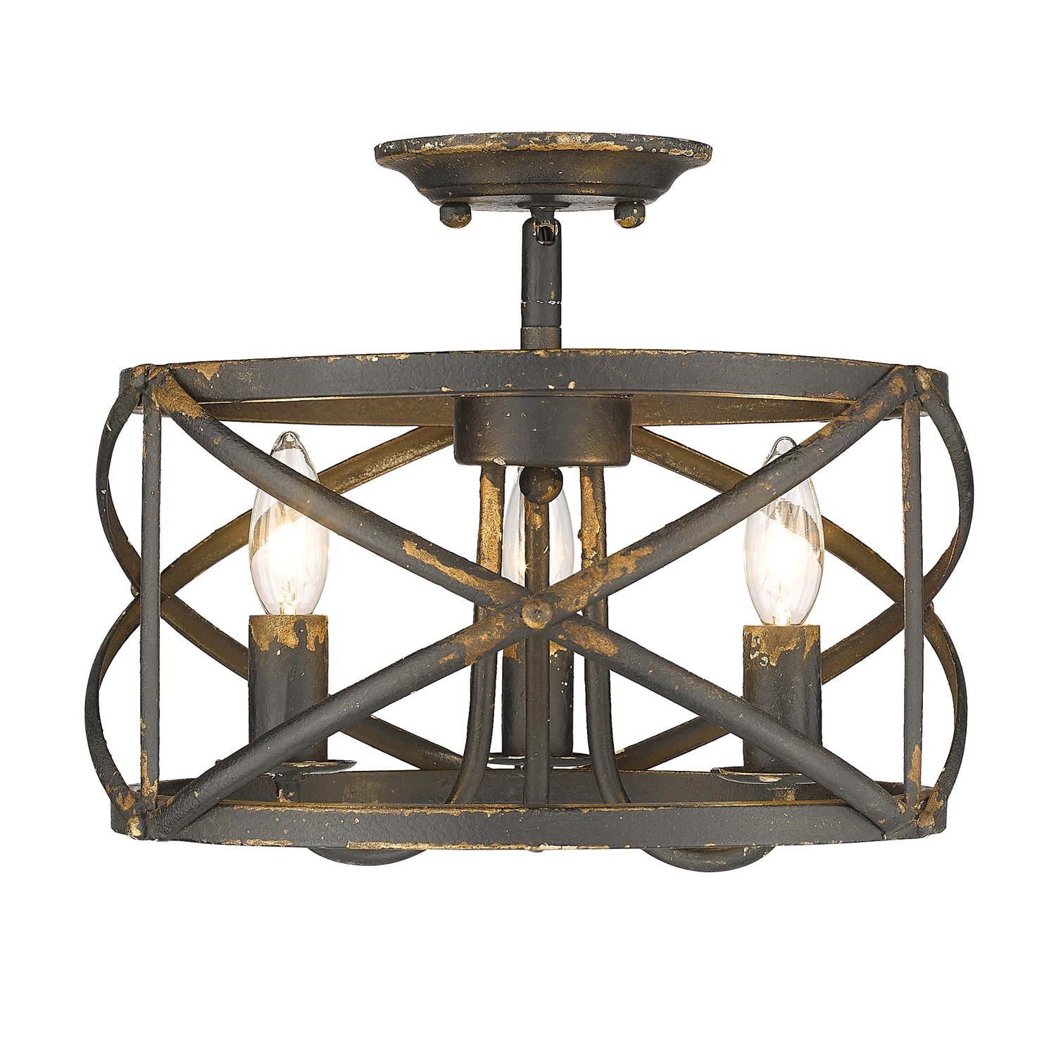 Alcott Semi-Flush in Antique Black Iron