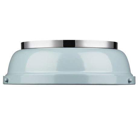 Duncan 14" Flush Mount in Chrome with a Seafoam Shade