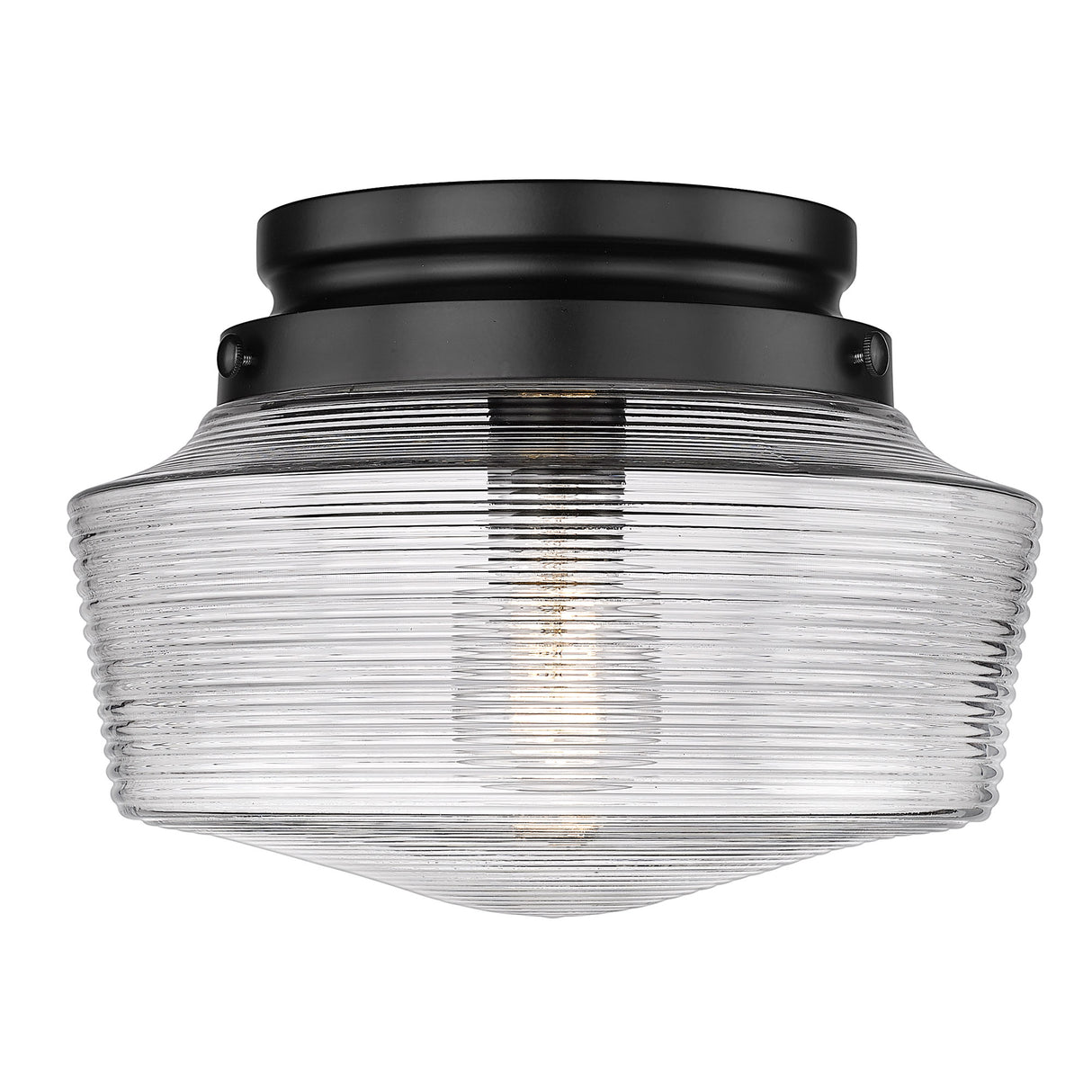 Holloway Flush Mount in Matte Black with Clear Glass Shade