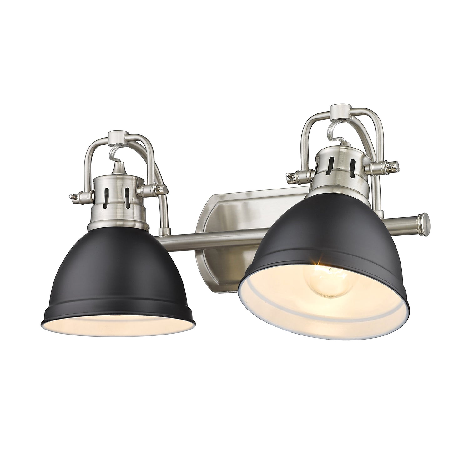 Duncan 2 Light Bath Vanity in Pewter with Matte Black Shades