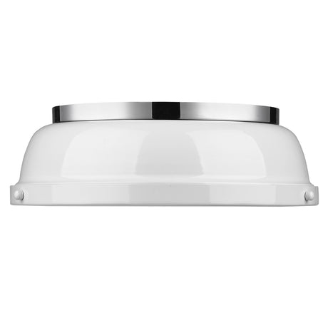 Duncan 14" Flush Mount in Chrome with a White Shade