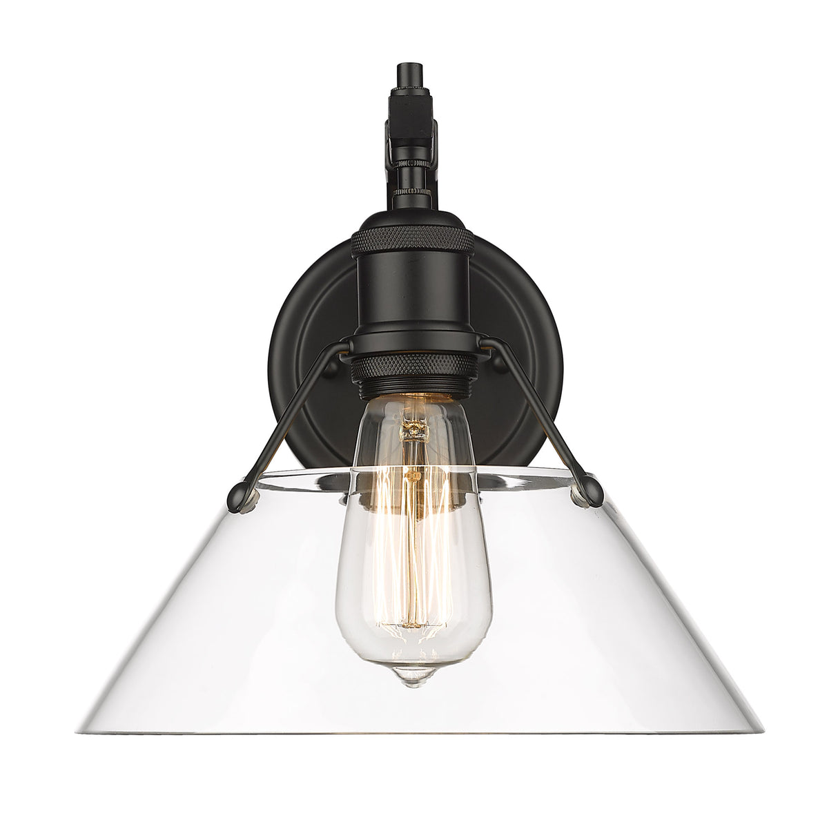 Orwell BLK 1 Light Wall Sconce in Matte Black with Clear Glass Shade