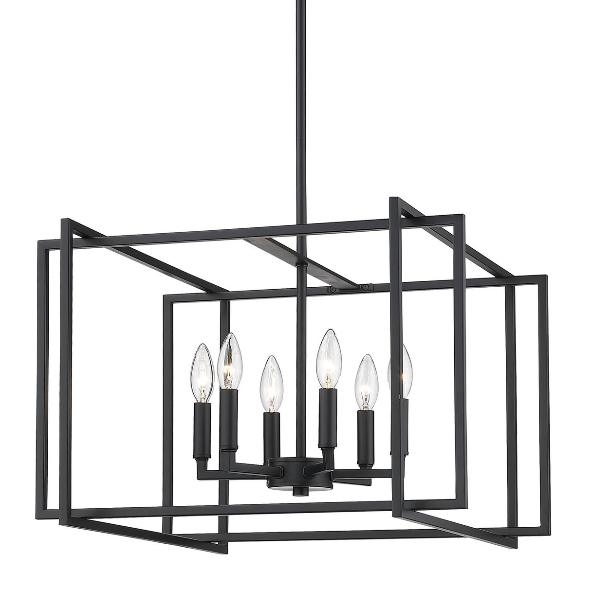 Tribeca 6-Light Chandelier in Matte Black with Matte Black Accents