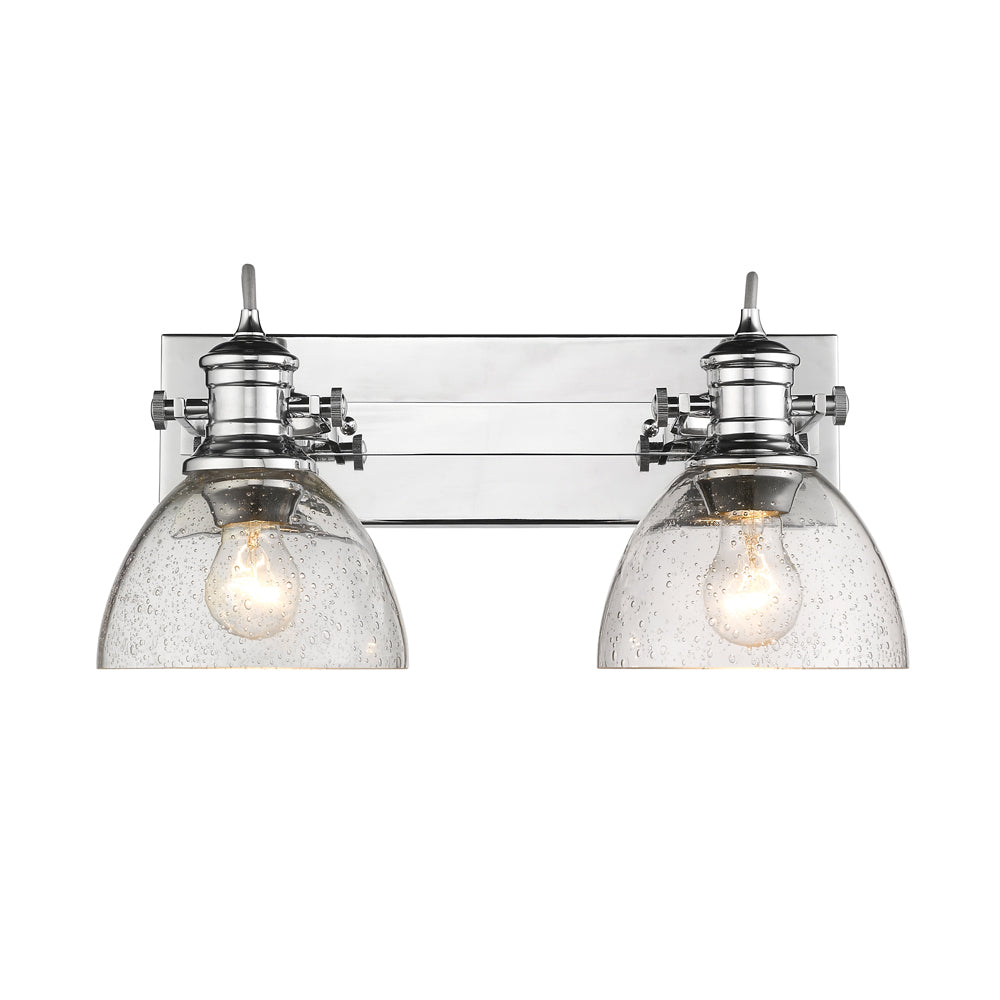 Hines 2-Light Bath Vanity in Chrome with Seeded Glass