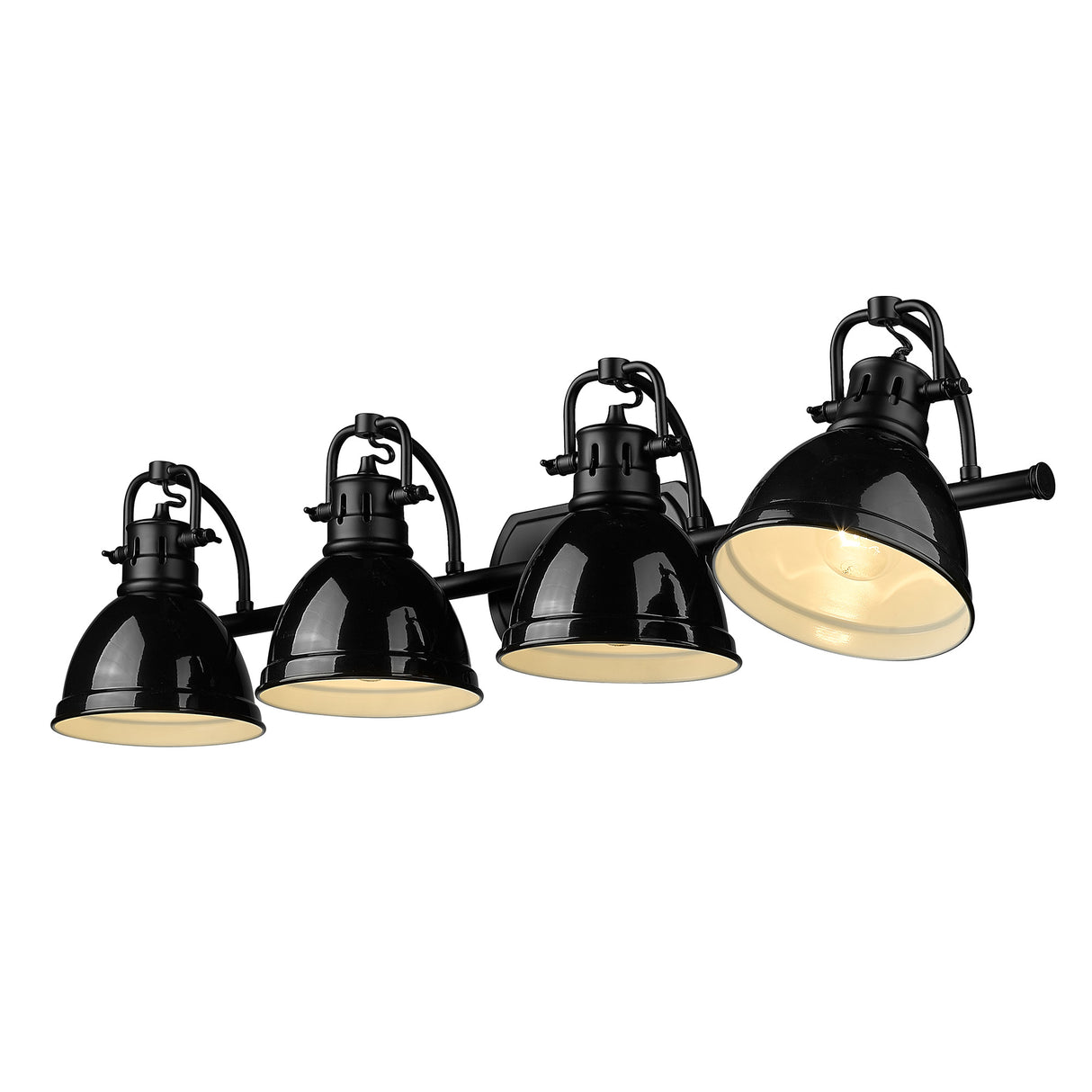 Duncan BLK 4 Light Bath Vanity in Matte Black with Black Shades Shade