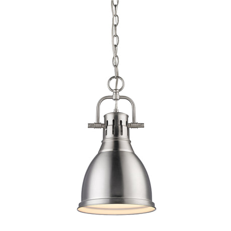 Duncan Small Pendant with Chain in Pewter with a Pewter Shade