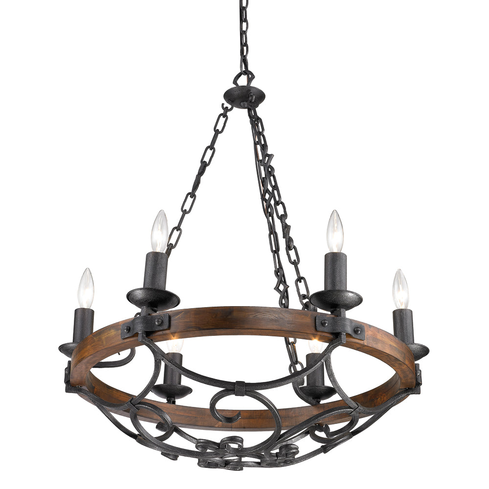 Madera 6-Light Chandelier in Black Iron