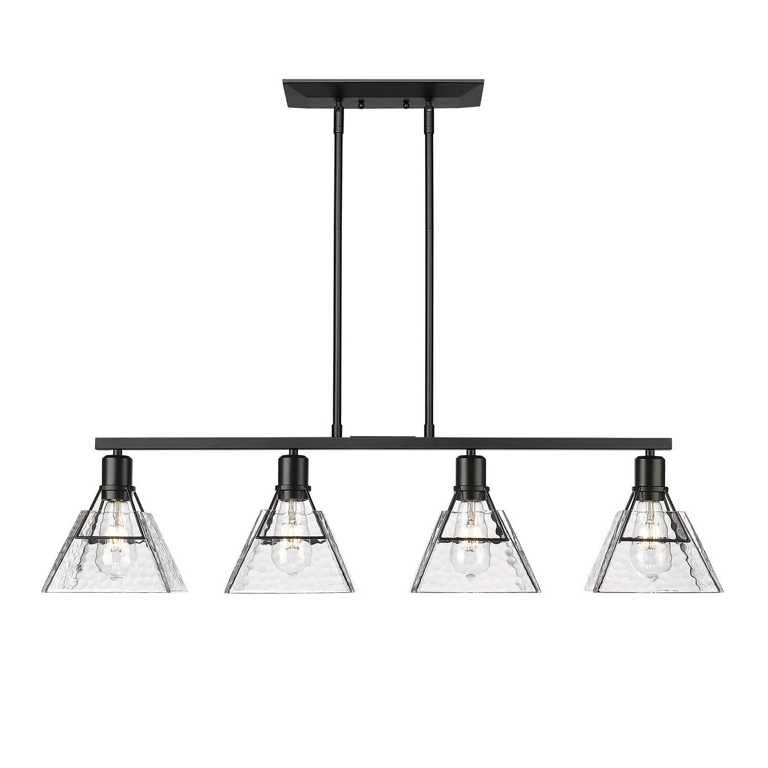 Kepler Linear Pendant in Matte Black with Water Glass Shade