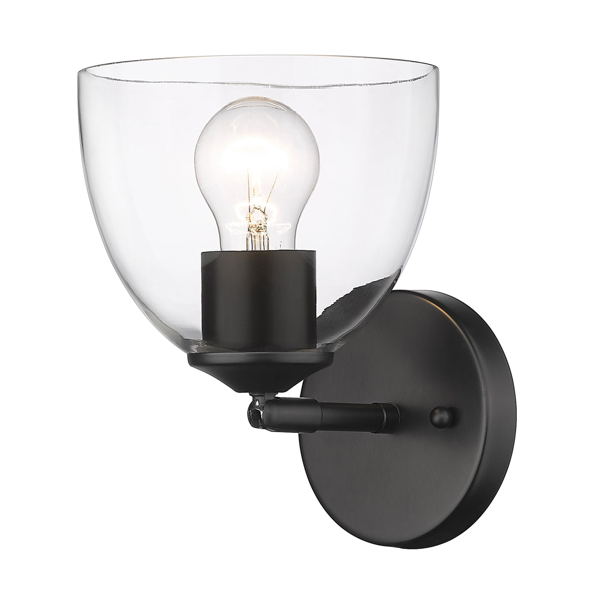 Roxie 1 Light Wall Sconce in Matte Black with Matte Black Accents and Clear Glass Shade