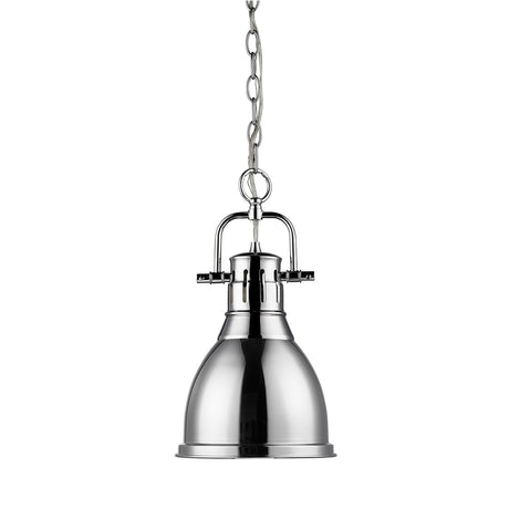 Duncan Small Pendant with Chain in Chrome with a Chrome Shade