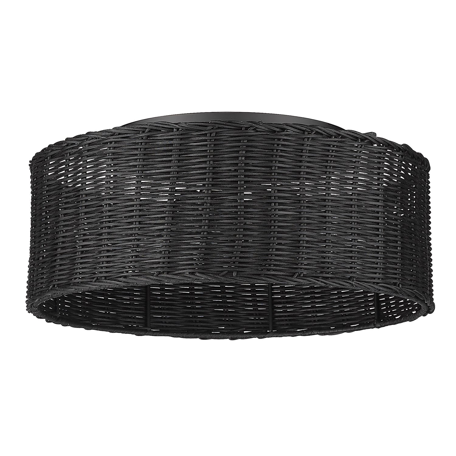 Erma Flush Mount in Matte Black and Black Wicker
