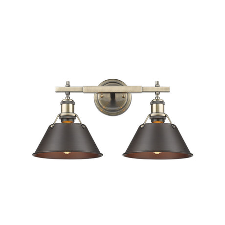 Orwell AB 2 Light Bath Vanity in Aged Brass with Rubbed Bronze Shade