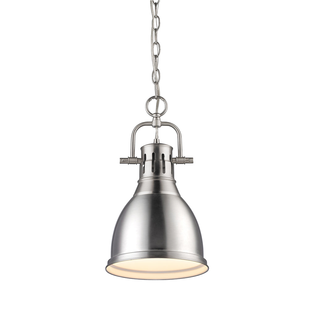 Duncan Small Pendant with Chain in Pewter with a Pewter Shade