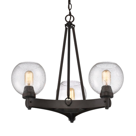 Galveston 3-Light Chandelier in Rubbed Bronze with Seeded Glass