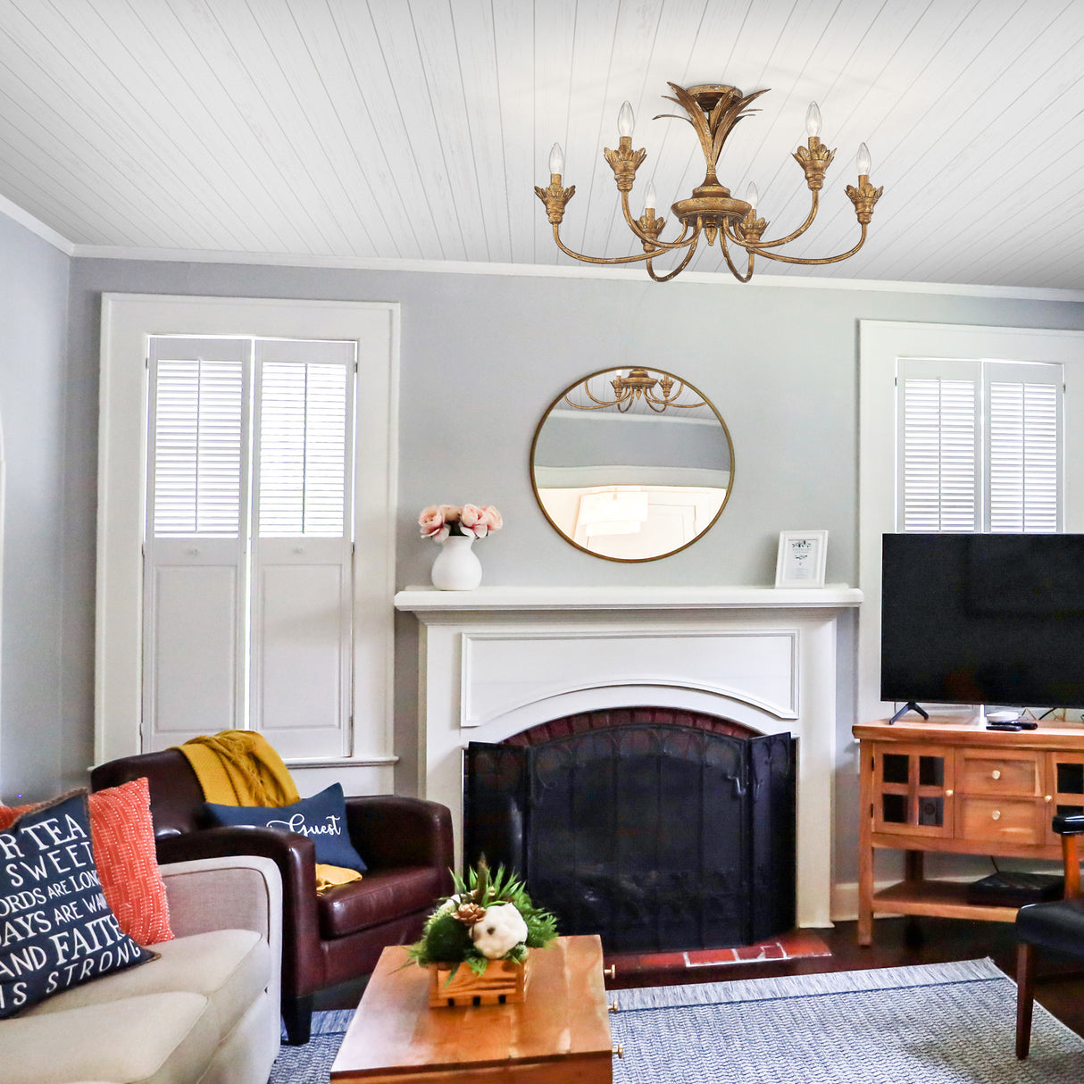 Lillianne HG 6 Light Semi-Flush in Heirloom Gold