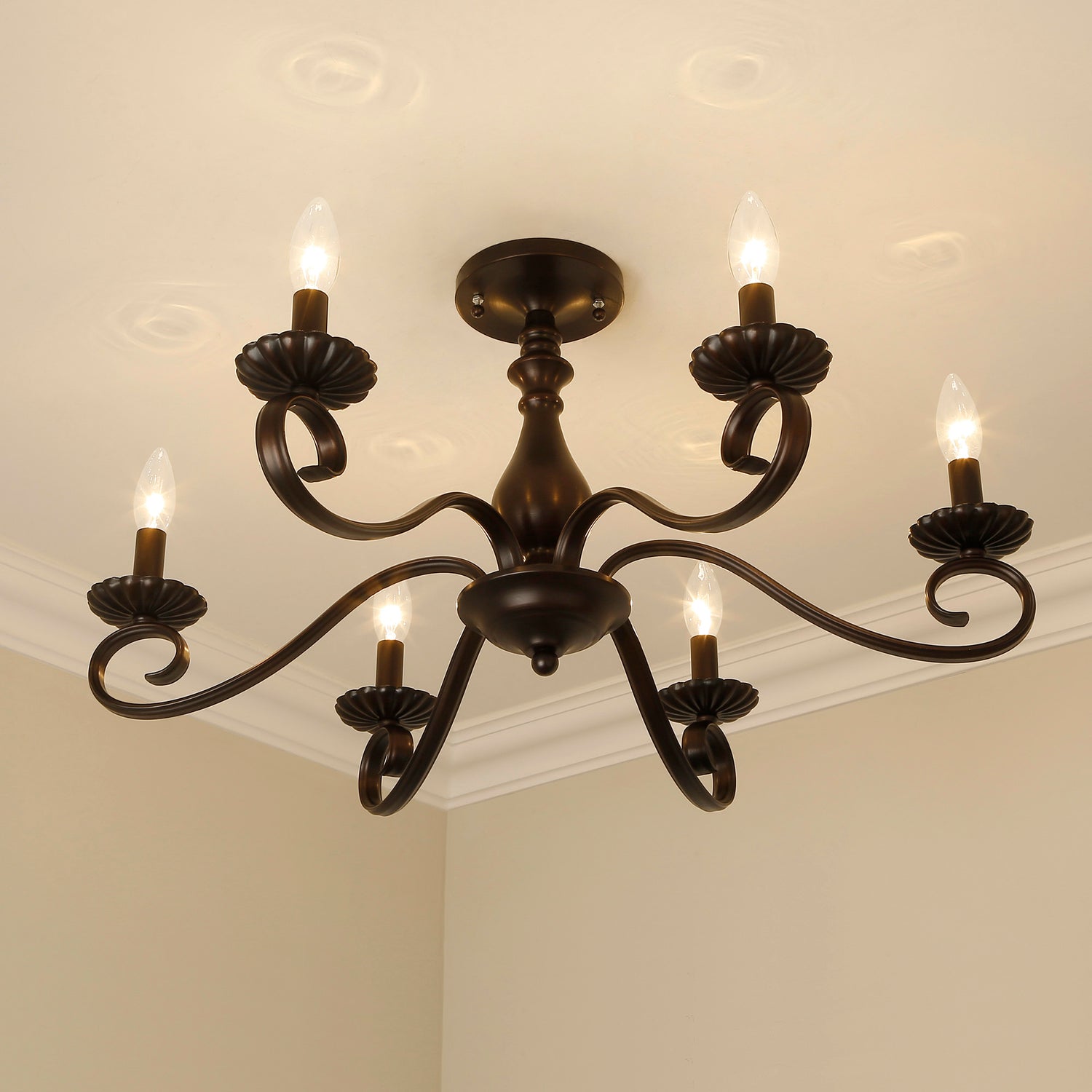Larrick 6 Light Semi-Flush - Large in Rubbed Bronze