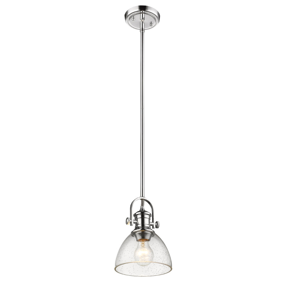 Hines Mini Pendant in Chrome with Seeded Glass