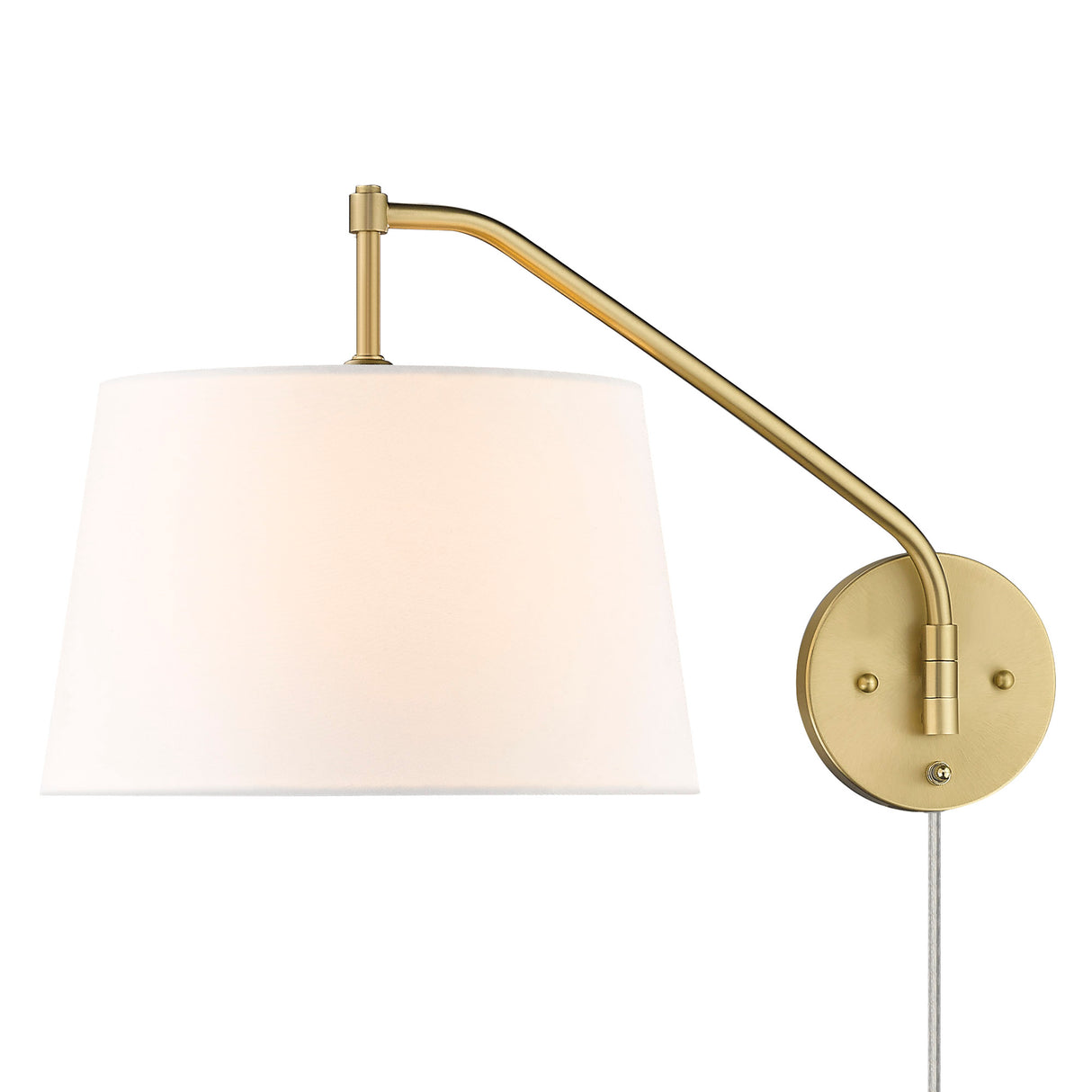 Ryleigh Articulating Wall Sconce in Brushed Champagne Bronze with Modern White Shade