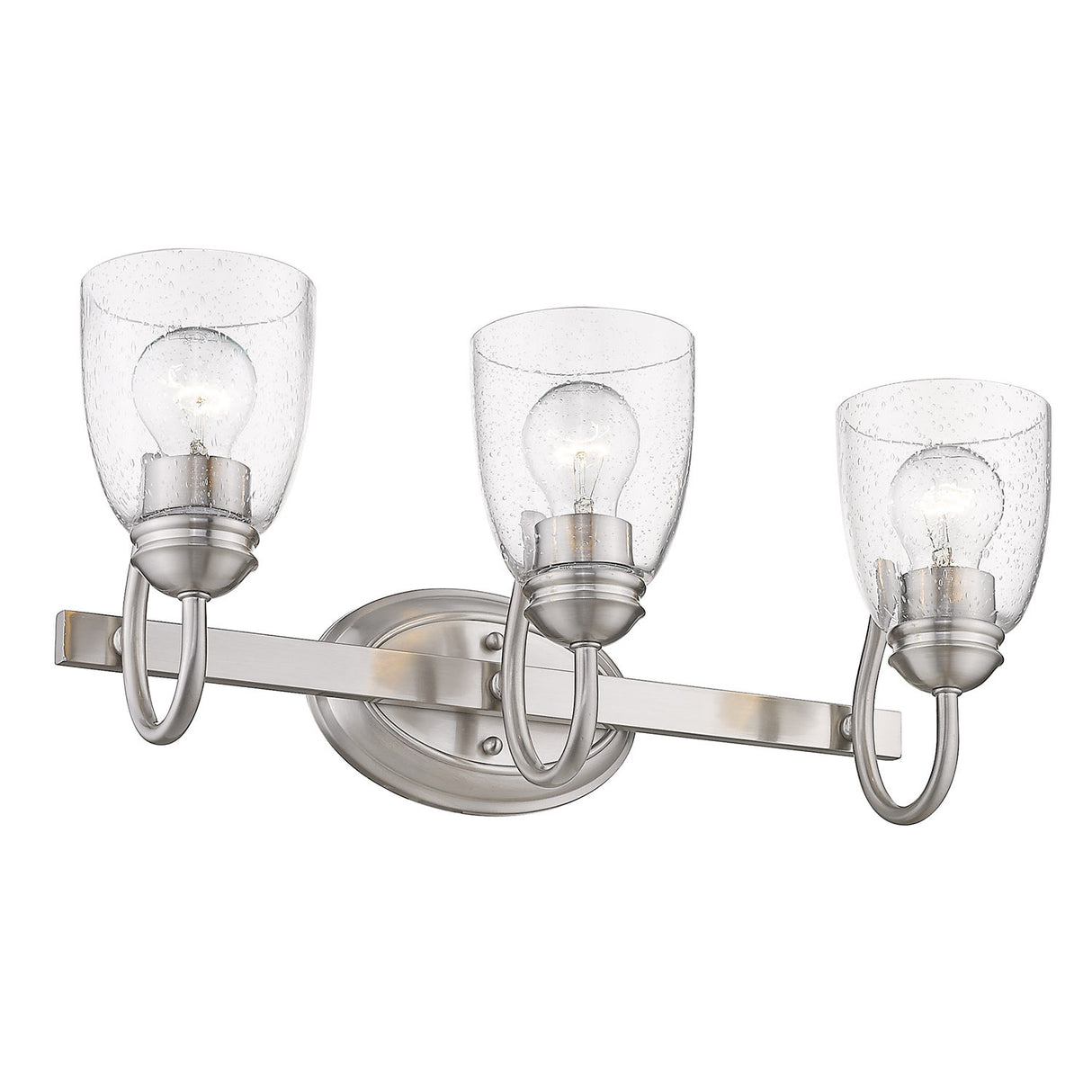 Parrish 3 Light Bath Vanity in Pewter with Seeded Glass