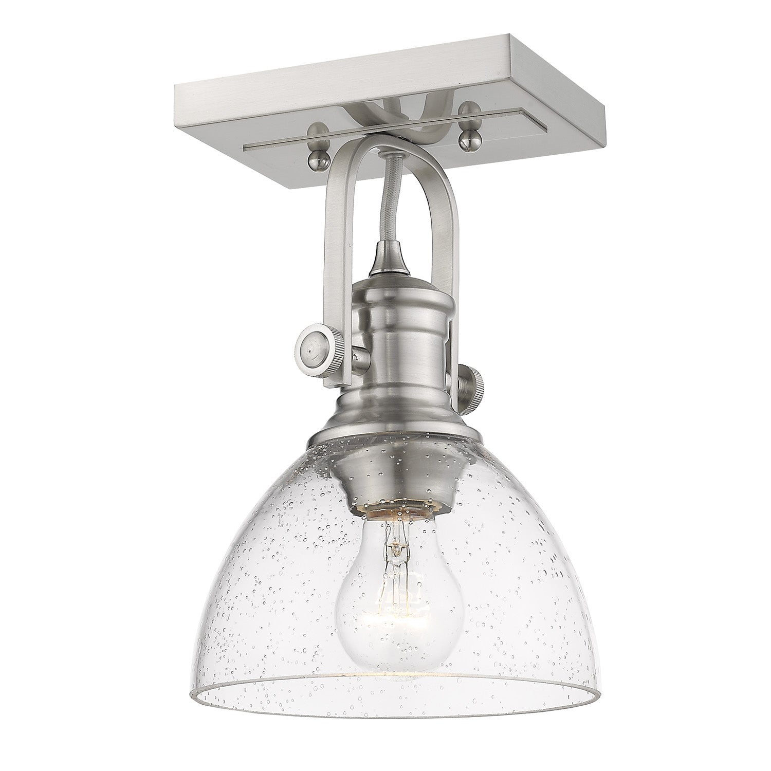 Hines 1-Light Bath Vanity in Pewter with Seeded Glass
