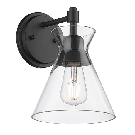 Malta 1 Light Wall Sconce in Matte Black with Clear Glass Shade